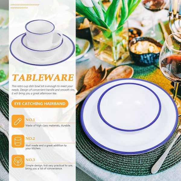 1 Set Retro Skål Fat Hushålls Dricksglas Köksskål Tallrik Köksbordsservis