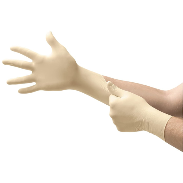 *Pulverfria engångshandskar i latex, mycket tunna och ambidextrösa G*
