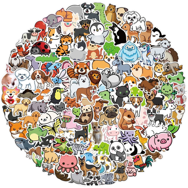 200 PCS Cute Animal Stickers,Colorful Animal Waterproof Stickers