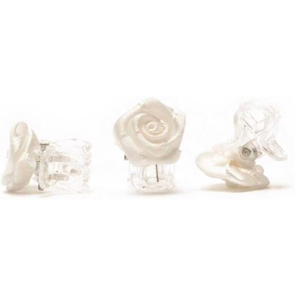 10 st, Hårclips Dekorerade med Rosor, Vit Blomma Barrette, E