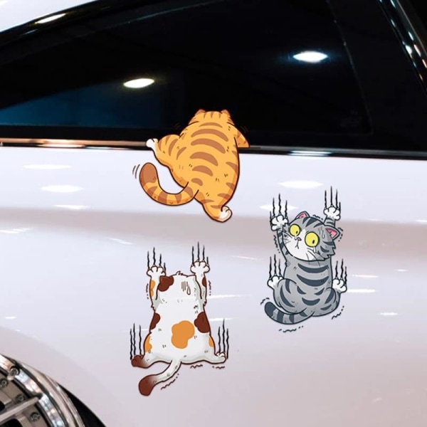 Vinyl Car Sticker, Three Cats Scratch Cover Funny Bumper Decal fo