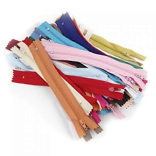 50 st 7-tums /18 cm Slitstarka Nylon Dragkedjor med Stängd Ände för Sömnad (Slumpmässig Färg)