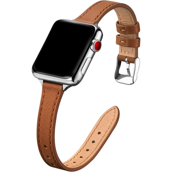 Brun - Kompatibel Apple Band 41mm 40mm 38mm, Tynd Læder til Kvinder