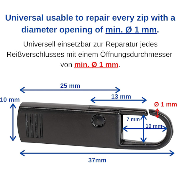 *Dragkedja Reparation Dragkedjor, Set med 2 Svarta Ersättnings Dragkedjor, Univers*