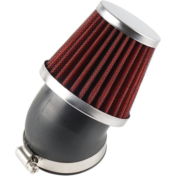 48mm Universal 45 Dobbelt Lag Gummi Manifold Stål Sport Luftfilter Renser Luftfilter til Motorcykel Scooter ATV Knallert Scooter Rød