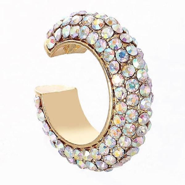 6 Pakke Ikke-Perforerte Cubic Zirconia Hug Clip Øredobber Bohemsk Stablebar Rhinestone C Form Øredobber Fargerike Brusk Klipp