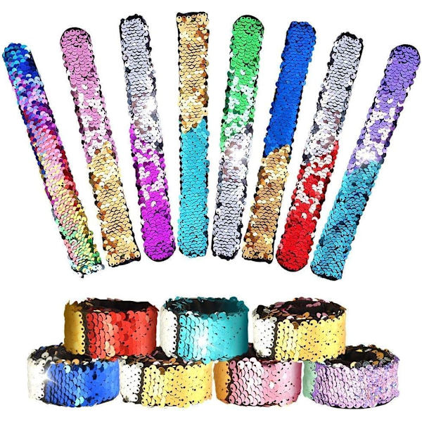 12-pack Slap Armband Magiska Armband Vändbara Paljetter Sjöjungfru B