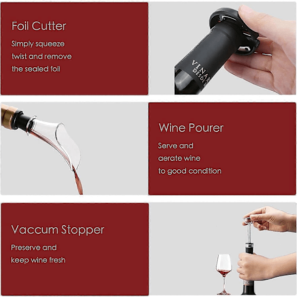 Elektrisk flaskeåbner, proptrækker, automatisk flaskeåbner, vin
