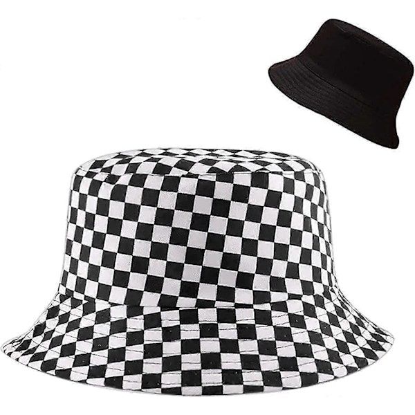 Söt Mönstrad Bucket Hat Strand Fiskehattar för Kvinnor Män, Dubbelsidig Vändbar