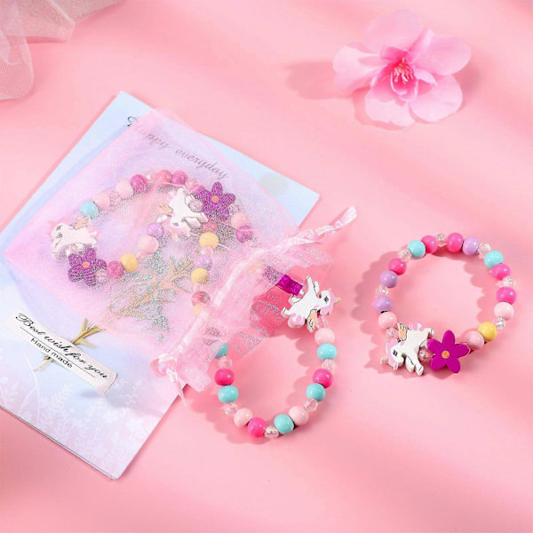 Amosfun 1 Set Träsmyckesset för Barn Enhörningspärlor Färgglatt Halsband och Armband Present till Fest Födelsedag