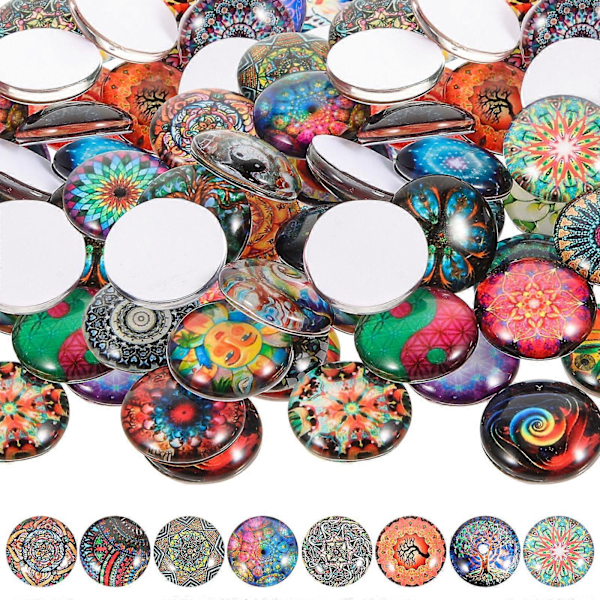 200 st 12mm Blandade Runda Mosaikplattor för Hantverk Glasmosaikmaterial för Smyckestillverkning (Blandade Färger)