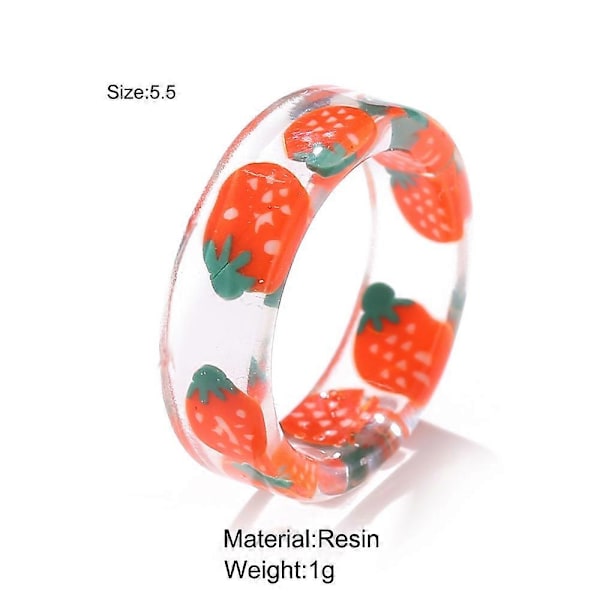 Resin Frugtringe Søde Pitaya Jordbær Vandmelon Citron Kiwi Drue Grapefrugt Jordbær Plastik Y2k Resin