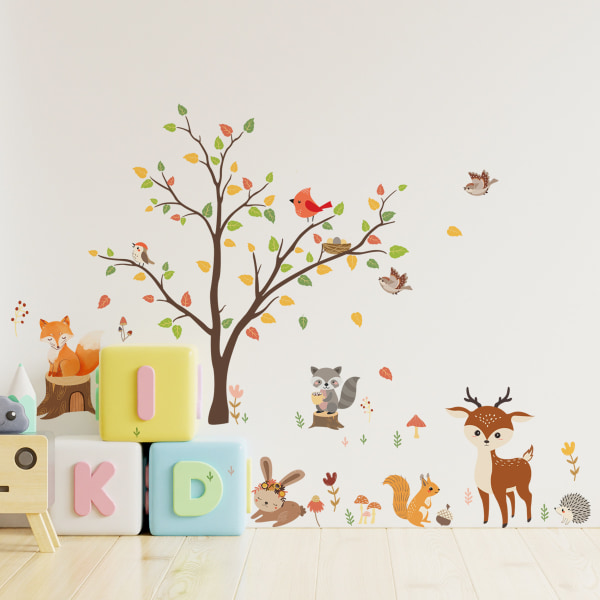 /#/Animal Wall Decals Forest Tree Wall Sticker Fox Deer Wall Decor K/#/