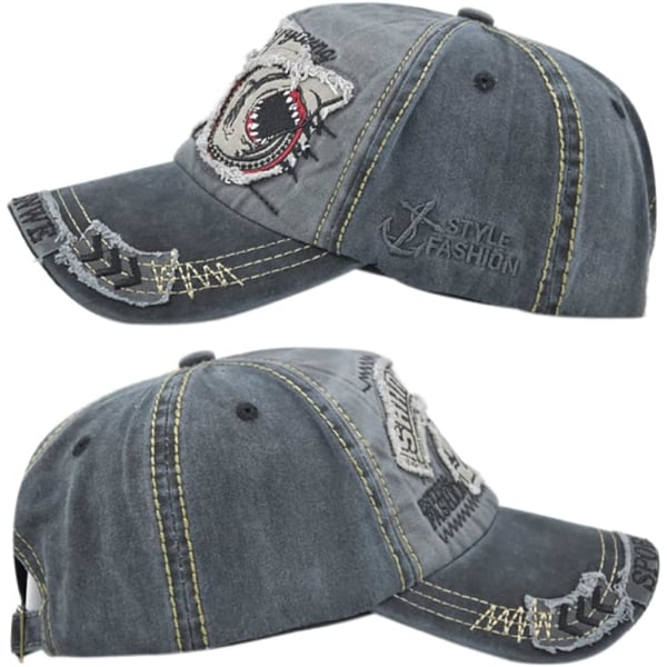 Miesten baseball- cap Vintage Embroidery Sharks Washed Denim Truc