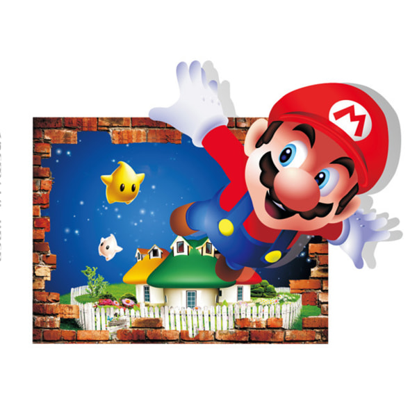 #Mario 3D veggdekor, tapet, PVC, dekorasjon, 47*36cm#