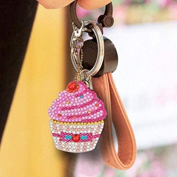 Timanttimaalaus Avaimenperäsetti (4 kpl Cupcake), 5D DIY Timanttimaalaus