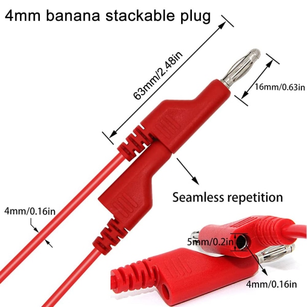 /#/2 stk. Stakkbare banan til banan plugg testledninger myke elektriske testledninger/#/