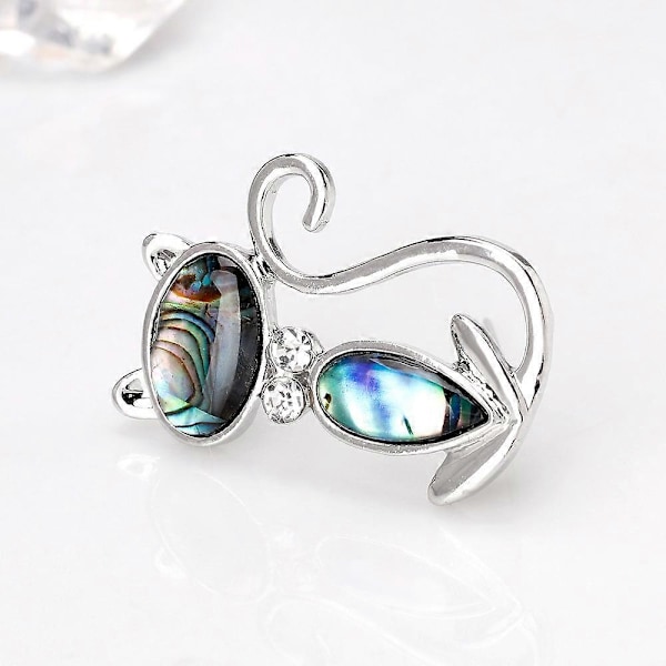 Kattbroschnålar för Kvinnor Mode Halsduksspänne Legering Rhinestone Djurbrosch 3,7*2,6cm grön silver