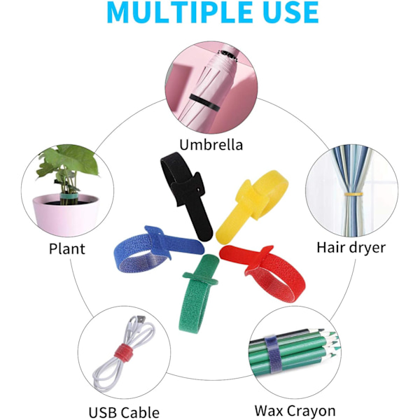 *100 stk. gjenbrukbare kabelbindere i nylon med mikrofiberlås*