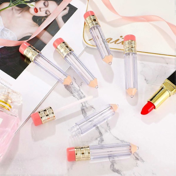 24 Stycken 5 ml Tomma Läppglansbehållare Pennformade Återfyllningsbara Läppbalsam Behållare Söta Flaskor för Kvinnor Flickor DIY Kosmetika