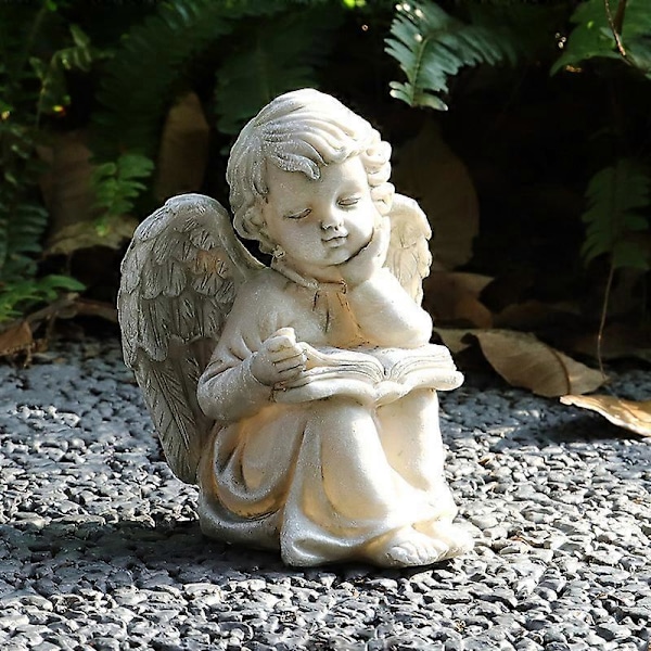 Ängel Trädgårdsfigur Utomhus Trädgårdsstaty, Bedjande Ängel i Resin