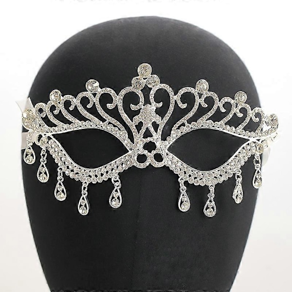 Sølv Partyutstyrsett 1 stk. Kreativ Partymaske Chic Rhinestone Maskerade Maske for Kvinner