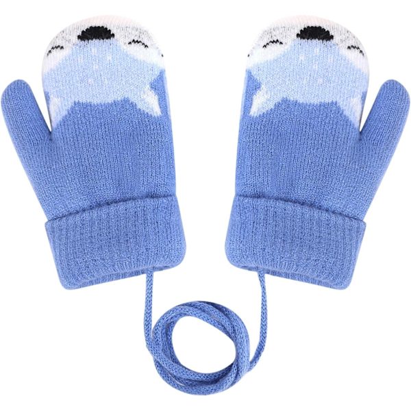 Baby Vantar Stickade Handskar Vinter Pojk Flicka Vantar Söt Räv