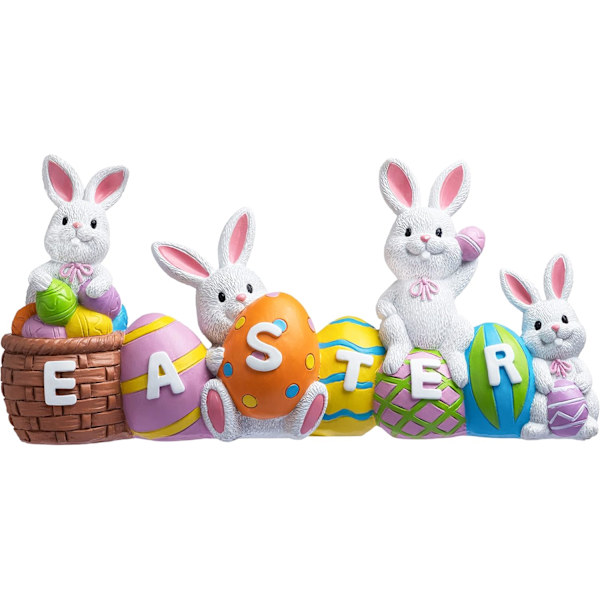 Easter Bunny Egg with \"Easter\" Resin Decoration 4 Rabbit and Egg Table Decoration Easter Shape