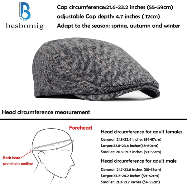 Menn Beret Flat Cap Golf Driving Newsboy Hat Flat Cap - Ull Filt