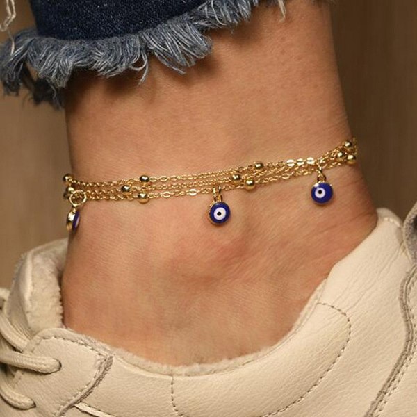 1 kpl (kulta, siniset silmät) Anklet-helmi Anklet-ranneke Helmiketju F
