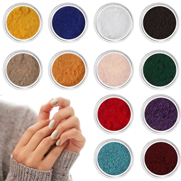 2 set med utsökt manikyr delikat plyschpulver för DIY nageldekoration