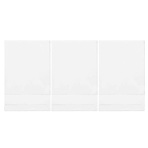 3 stk. Gjennomsiktige Akryl Fotorammer Prislapp Reklame Display Stativ