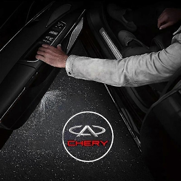 2 stk. Logo Projektor Trådløs Bildørslys Punch-fri Selvklæbende Bilmærke Logo Projektionslampe Auto