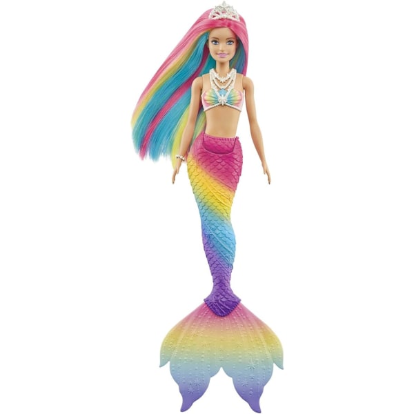 Barbie maaginen merenneito-nukke sateenkaarihiuksilla, vaihtaa väriä W