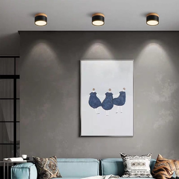 Rund Loftlampe LED Sort Varmt Hvid Aluminium Loft