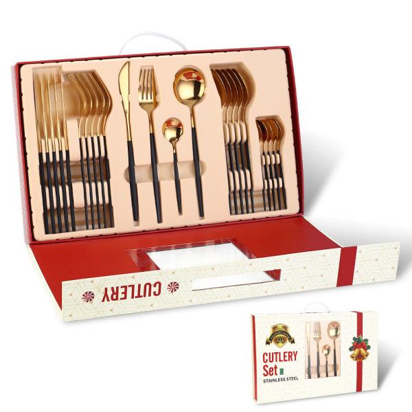 #Cutlery set mirror polished stainless steel 24 pieces gift set#