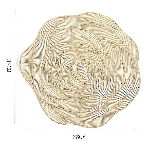 Bordbrikke | Spisebrikker til spisebord | Vaskbar og sklisikker spisebrikke - Pakke med 4 (Gullblomstbrikke), 38*38cm