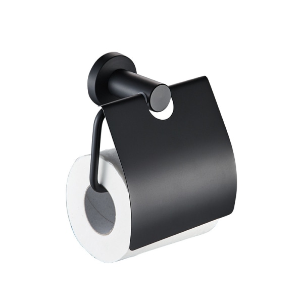 Toiletpapirholder med Rund Sort Base, Mat Sort, med Flap T