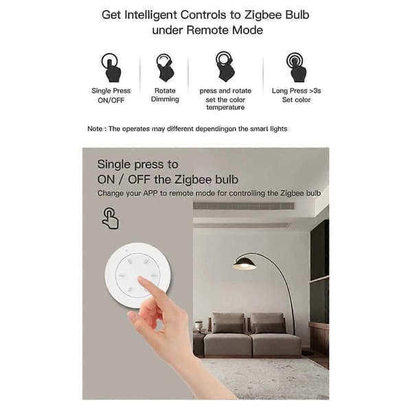Tuya Zigbee Smart Knob Knap Scene Switch Trådløs Tilfældig Mærkat Smart Home Dæmpning Scene Switch