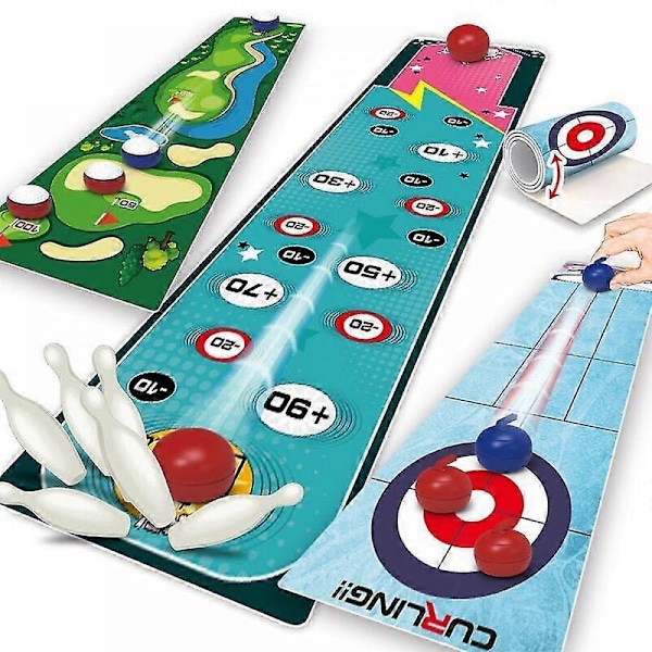 Pöytäpelit Keilailu ja Curling Set Hauskat Lelut Lahjat Lapsille