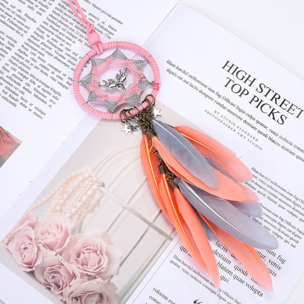#2 STK Bilprydnader Drömfångare Hängande Bilbackspegelprydnader Bilinredning Styling Tillbehör Dekoration Bilhängande Charm Rosa#