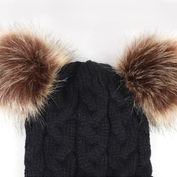 #Svart varm bomullshatt söt stickad barnhatt#