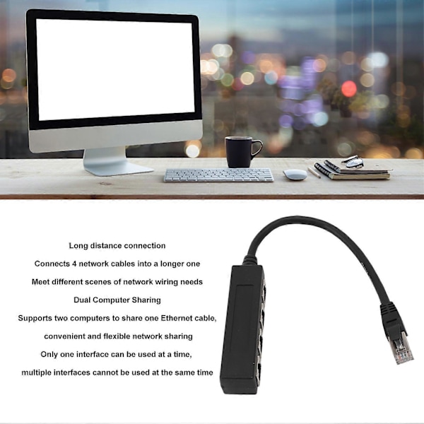 Ethernet Splitter Professionel 1 til 4 Porte Høj Hastighed 100Mbps 1000Mbps RJ45 Netværks Splitter til Computer