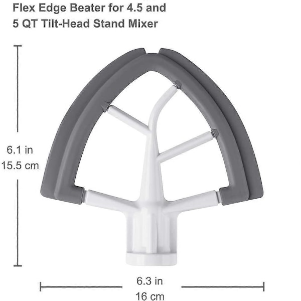 Flat Visp för Köksmaskin, Flexibel Kant Flat Visp, Mixer Tillbehör för Blandning av Mjöl Kräm 4,5-5 Quart