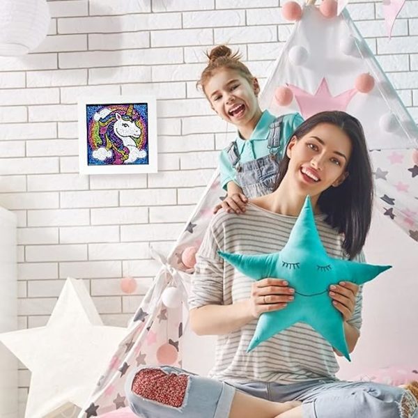 Diamantmaleri for barn Unicorn (blå), Unicorn DIY maling for