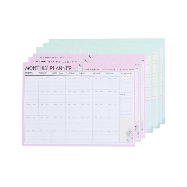 20 ark månedlig planlægger kalender skema organizer agenda skema organizer notesbog (pink grøn blandet)