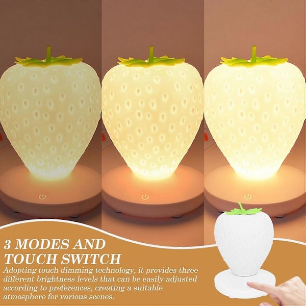 Natlampe, Touch Sengelampe, Genopladelig Natlampe, LED Sengelampe, Sengelampe, USB-opladning, 3 Lysstyrketilstande, til Natbord, Soveværelse