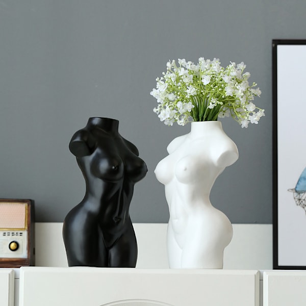 Keramisk vase for kroppen - Bohemian dekorasjon (hvit)