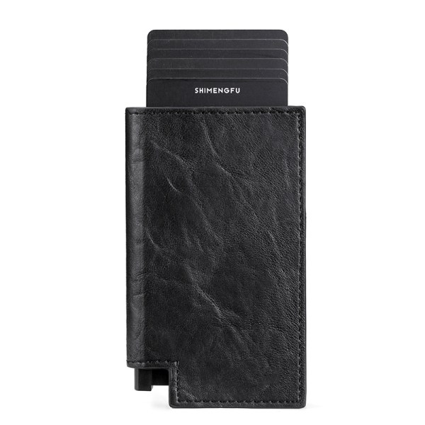 /#/Menn - svart kortholder Anti Hacking RFID Bifold skinnlommebok/#/