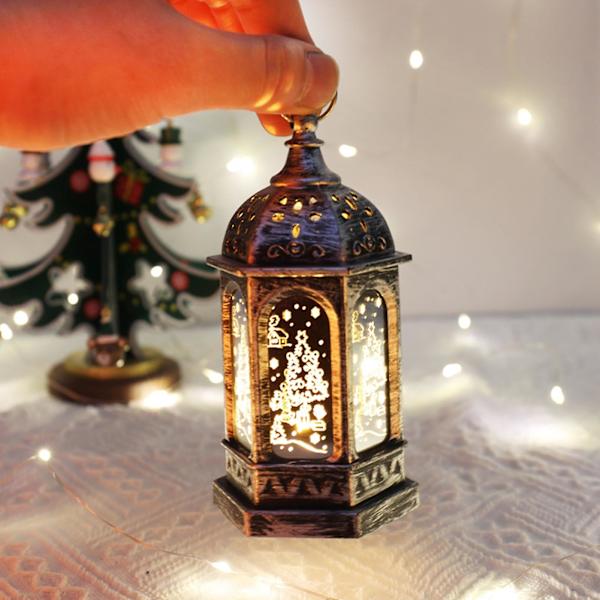 Retro LED Jul Flamma Nattlampa Med Hängande Ring Snögubbe Julgran Element Livfull Färg Jullampa Gåva KaesiWhite
